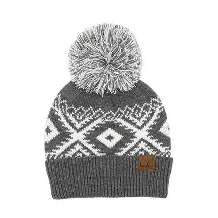 C.C® Aztec Knit Pom Beanie Hat