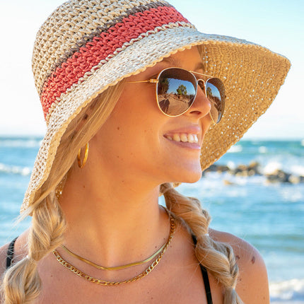 Stripe Accent Straw Hat