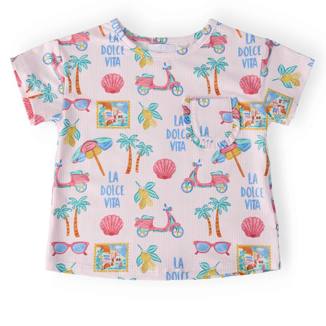 La Dolce Vita Ruffle Pocket Tee