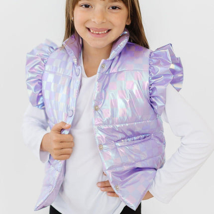 Lavender Haze Checker Puffer Vest