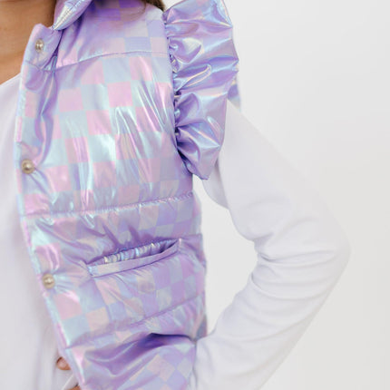 Lavender Haze Checker Puffer Vest