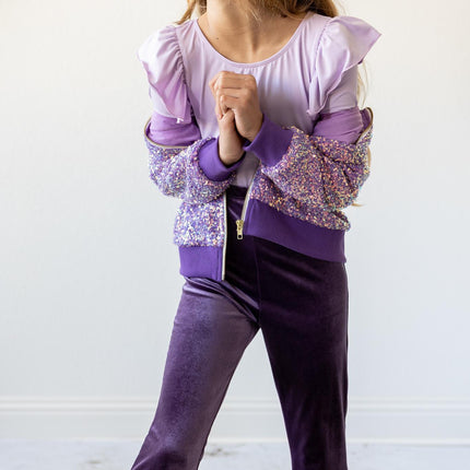 Lavender L/S Flutter Sleeve Leotard
