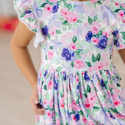 Lavender Love Flutter Sleeve Twirl Dress