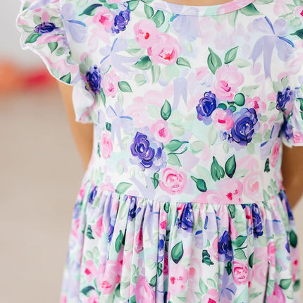 Lavender Love Flutter Sleeve Twirl Dress