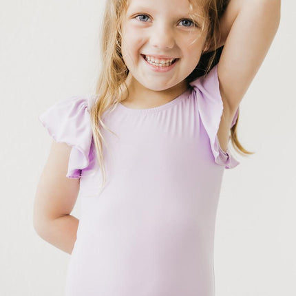 Lavender S/S Flutter Sleeve Leotard