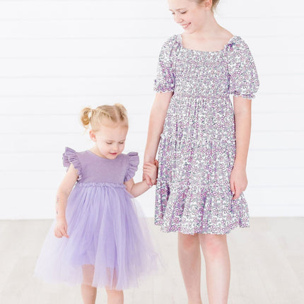 Lovely Lavender Smocked Ruffle Dress
