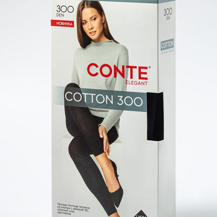 Conte Cotton 300 Den - 74% Cotton Warm Opaque Women's Leggings (25S-10SP)