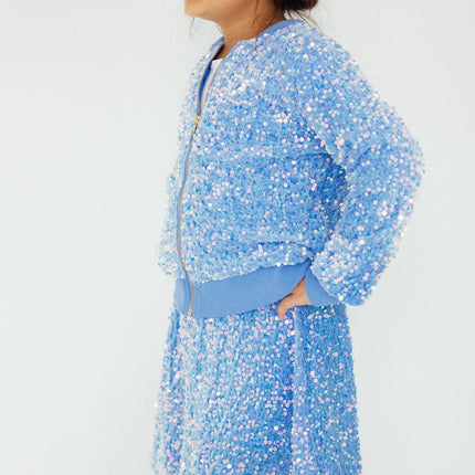 Light Blue Velvet Sequin Jacket