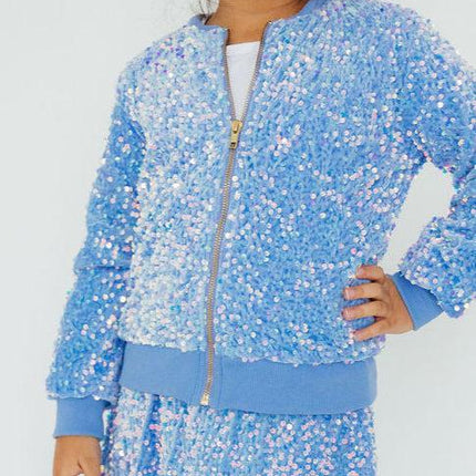 Light Blue Velvet Sequin Jacket