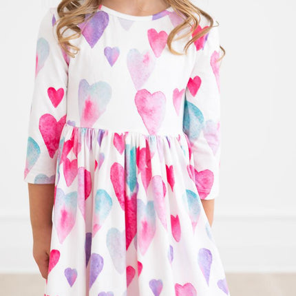 Light Hearted 3/4 Sleeve Pocket Twirl Dress