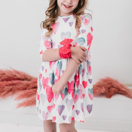 Light Hearted 3/4 Sleeve Pocket Twirl Dress
