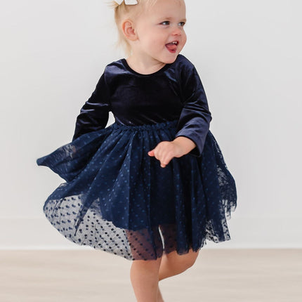 Light Navy Velvet Tutu Dress