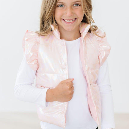 SALE Light Pink Checker Puffer Vest