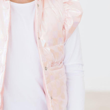 SALE Light Pink Checker Puffer Vest