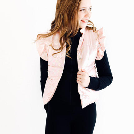 SALE Light Pink Checker Puffer Vest