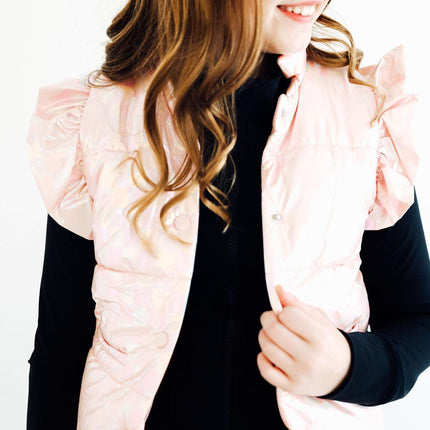 SALE Light Pink Checker Puffer Vest