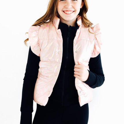 SALE Light Pink Checker Puffer Vest