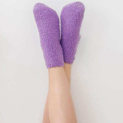 Lilac/Coconut Bow Cozy Socks