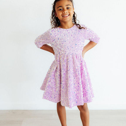 Lilac Velvet Sequin Dress
