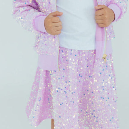 Lilac Velvet Sequin Twirl Skort