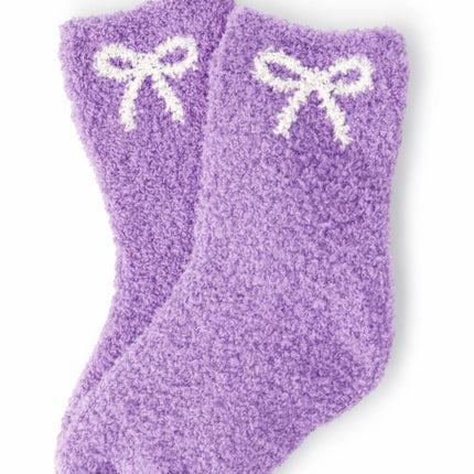 Lilac/Coconut Bow Cozy Socks