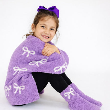 Lilac/Coconut Bow Cozy Socks