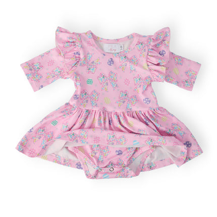 Little Bow Peeps 3/4 Sleeve Twirl Flutter Bodysuit