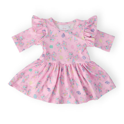 Little Bow Peeps 3/4 Sleeve Twirl Flutter Bodysuit