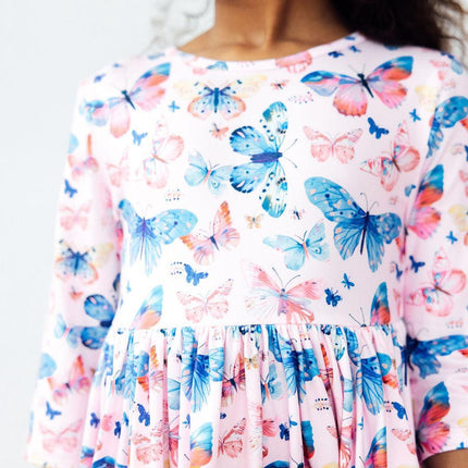 Little Flutters 3/4 Sleeve Pocket Twirl Dress