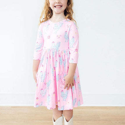 Little Miss Chickie 3/4 Sleeve Pocket Twirl Dress