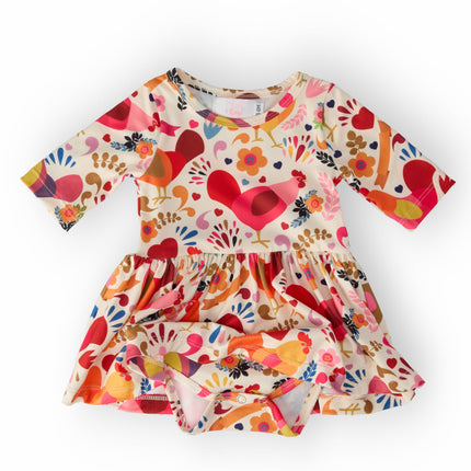 Little Red Hen 3/4 Sleeve Twirl Bodysuit