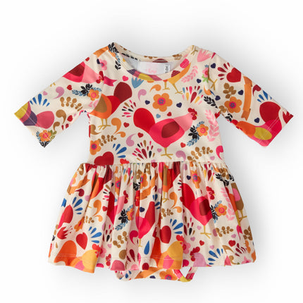 Little Red Hen 3/4 Sleeve Twirl Bodysuit