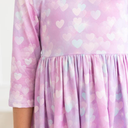 Love Story 3/4 Sleeve Pocket Twirl Dress