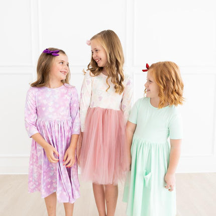 Love Story 3/4 Sleeve Pocket Twirl Dress