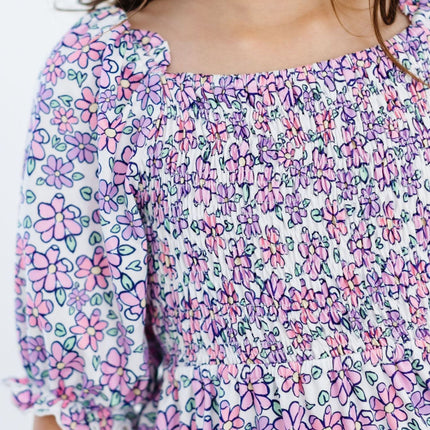 Lovely Lavender Smocked Ruffle Dress