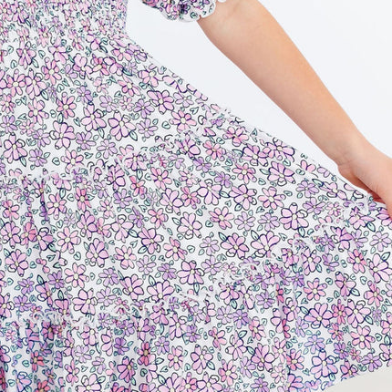 Lovely Lavender Smocked Ruffle Dress