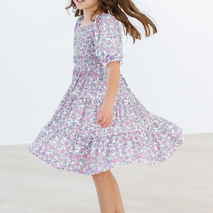 Lovely Lavender Smocked Ruffle Dress