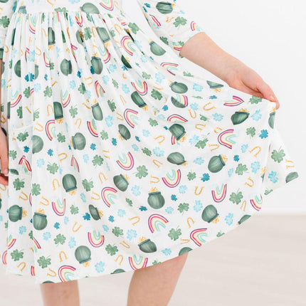 Luck of the Irish 3/4 Sleeve Pocket Twirl Dress