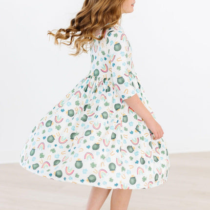 Luck of the Irish 3/4 Sleeve Pocket Twirl Dress