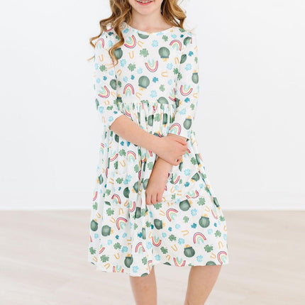Luck of the Irish 3/4 Sleeve Pocket Twirl Dress