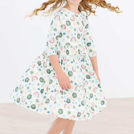 Luck of the Irish 3/4 Sleeve Pocket Twirl Dress
