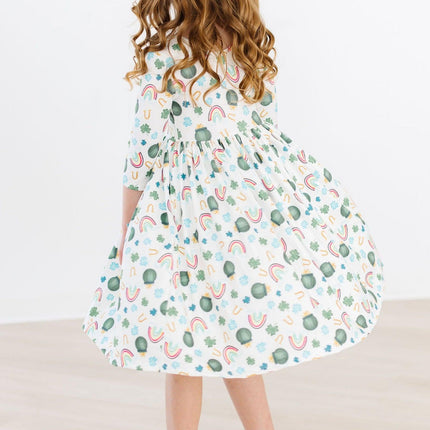 Luck of the Irish 3/4 Sleeve Pocket Twirl Dress