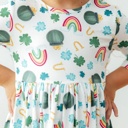 Luck of the Irish 3/4 Sleeve Pocket Twirl Dress