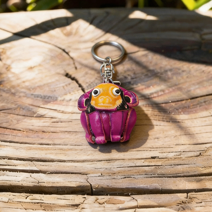 Cartoon Monkey Keychain, Top-Grain Leather