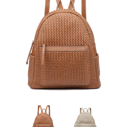 Woven backpack purse for women beige 2068 BR