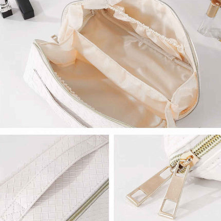 Water Resist PU Leather Makeup Bag Large Capacity Travel Toiletry Pouch
