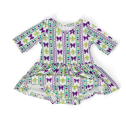 Mardi Gras 3/4 Sleeve Twirl Bodysuit
