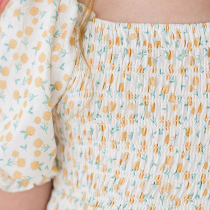 Marvelous Marigolds Smocked Ruffle Dress