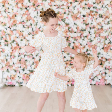 Marvelous Marigolds Smocked Ruffle Dress