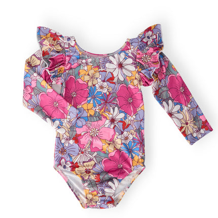 Mauve What's Up Buttercup L/S Flutter Sleeve Leotard
